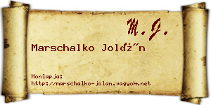 Marschalko Jolán névjegykártya